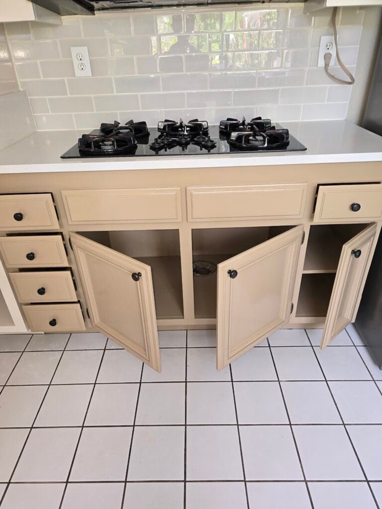 Kitchen cabinet painting and remodeling by AAF Painting Inc, showcasing custom cabinet painting, kitchen cabinet refinishing, and professional painting services.